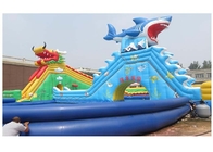 dragon de bâche de PVC de 0.9MM grand/parc aquatique gonflable de requin avec la grande piscine bleue